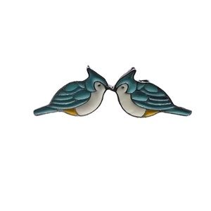 Blue Jay Bird Stud Earrings
